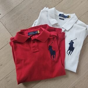 Polo Ralph Lauren Classic Red and White Polo Shirts Big Pony Set Of 2